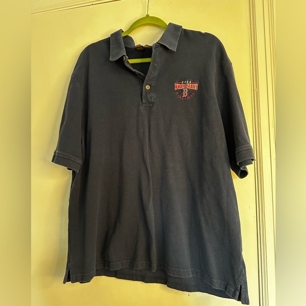 VTG Boston Red Sox Shirt Adult XL Blue Polo 2004 World Series Champions MLB.